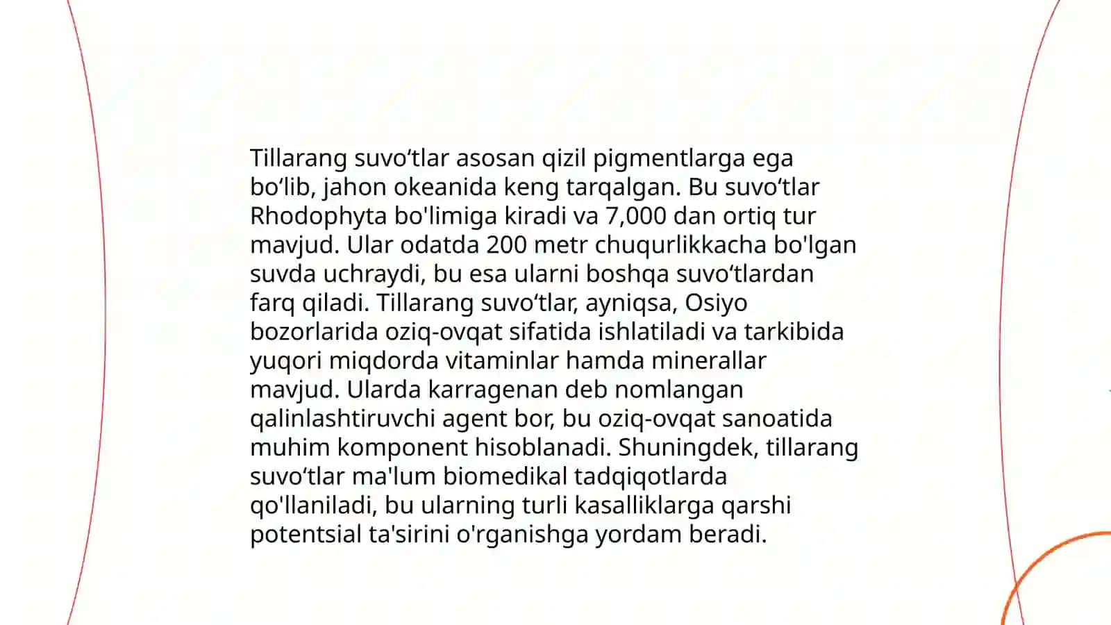 Qizil va Tillarang suvoʻtlar 4