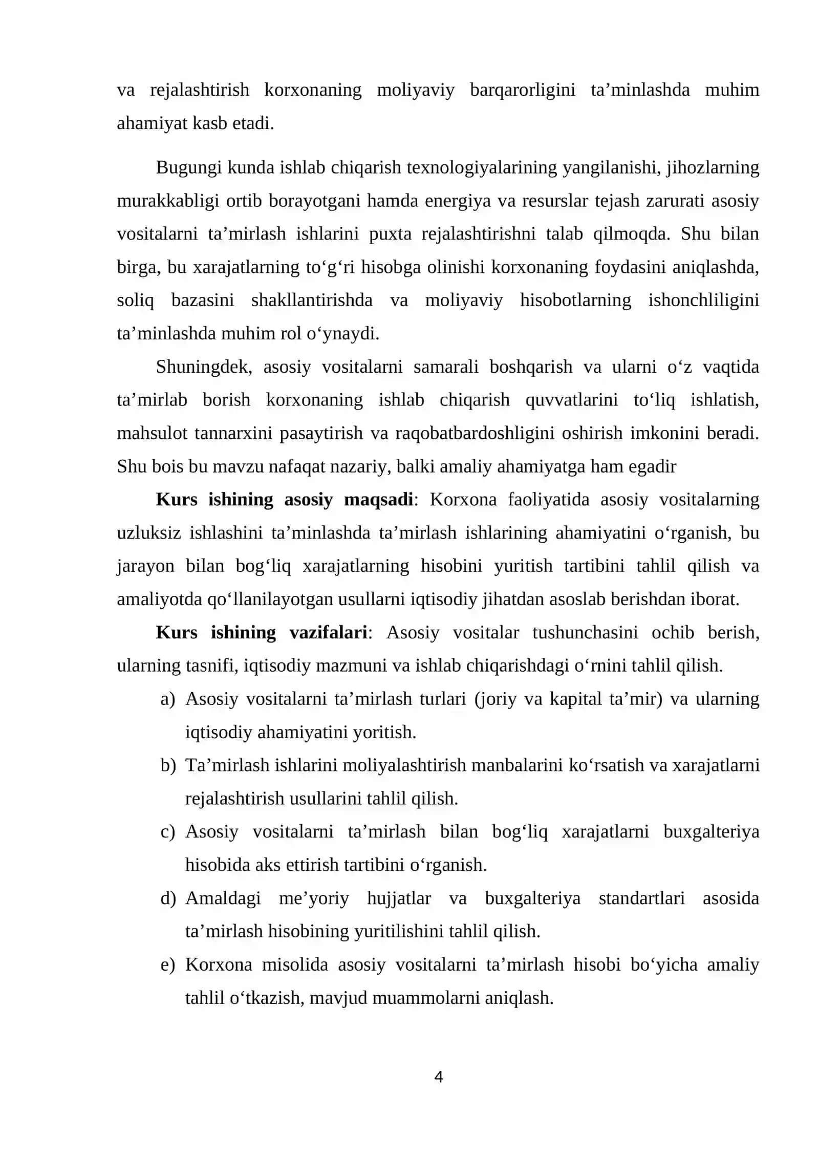 Asosiy vositalarni tamirlash hisobi 4