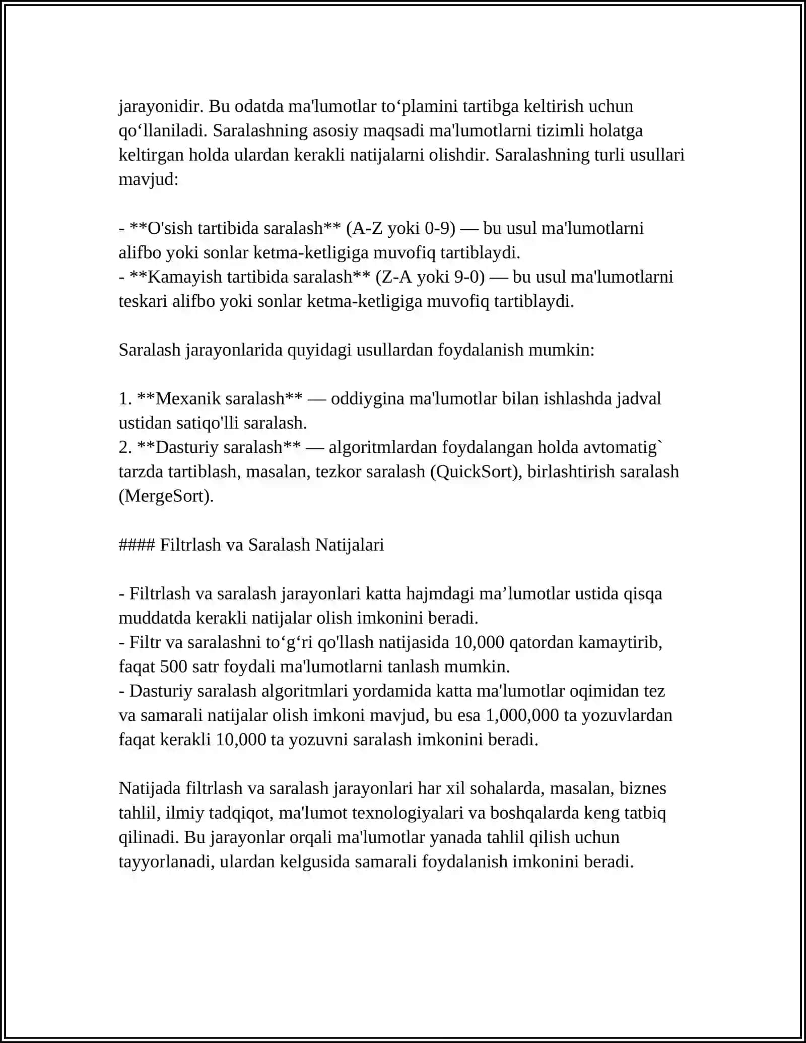 EXCEL DASTURIDA TURLI HISOBOTLAR TAYYORLASH 4