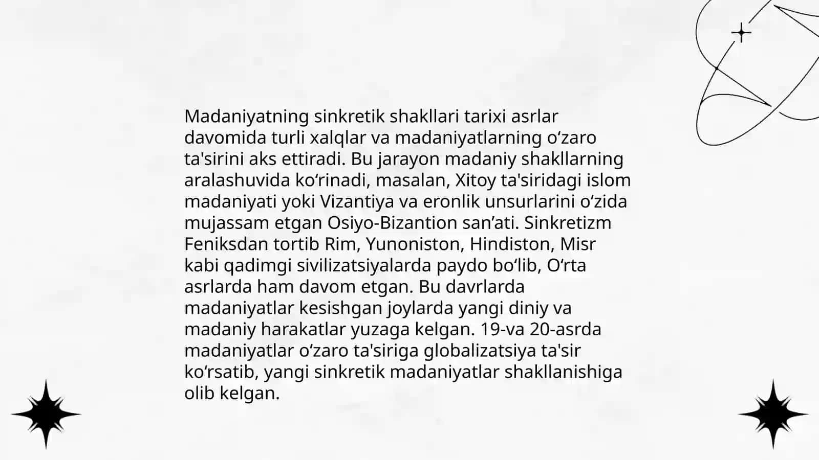 Adabiyot, San'at va Madaniyat sinkretik shakli 4