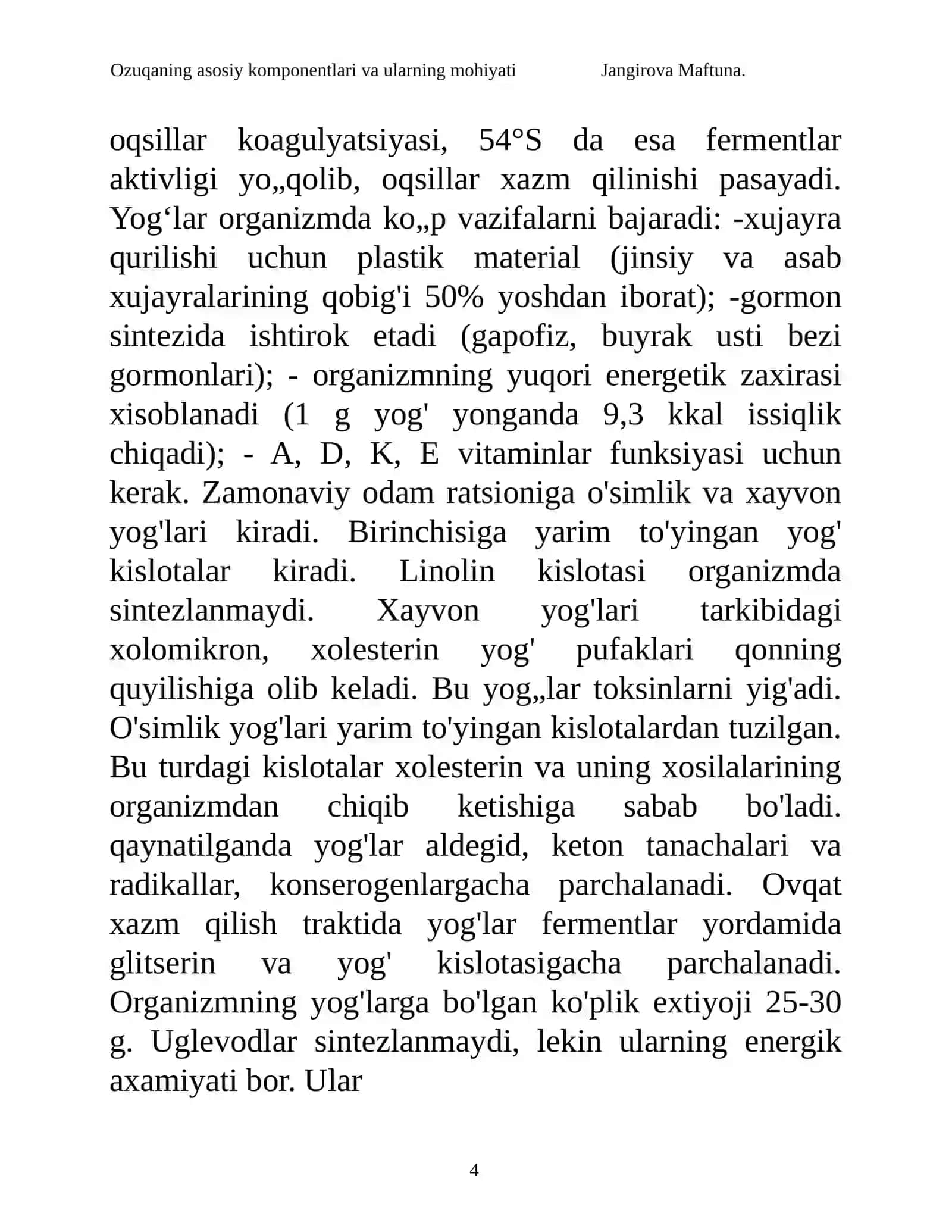 Ozuqaning asosiy komponentlari va ularning mohiyati 4