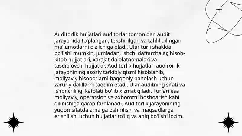 Auditorlik hujjatlari va dalillari 4