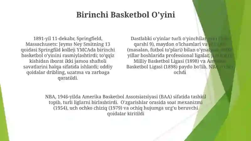 Basketball o'yinlari va uning tarixi 4