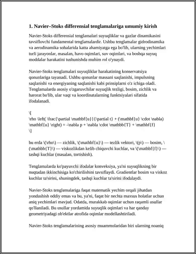 Navier–Stoks Differensial Tenglamalari 4