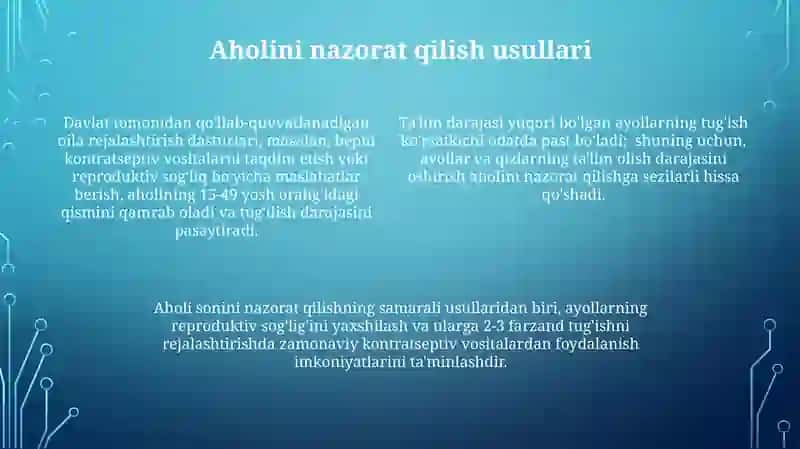 Populyatsiya sonining boshqarilishi 4
