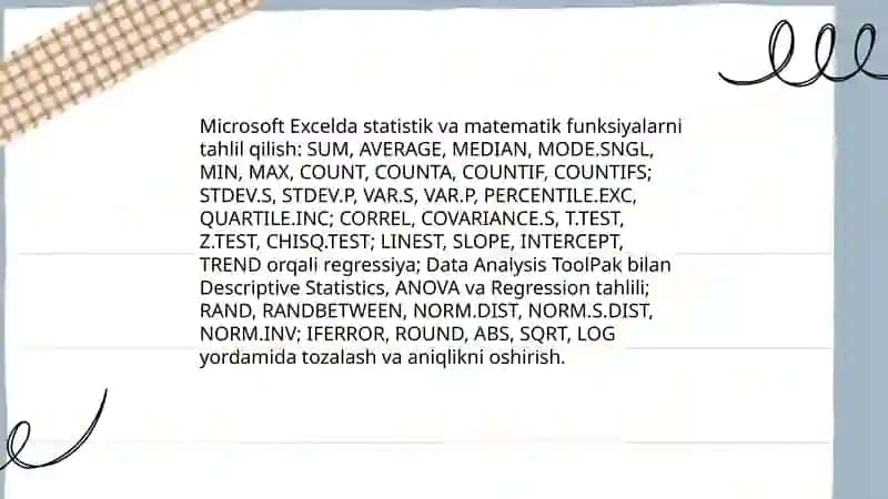 Microsoft Excel jadval muharririning keng imkoniyatlaridan foydalanish 4