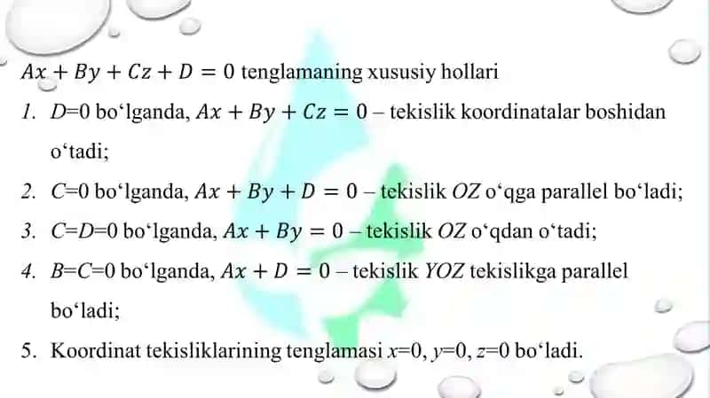 TEKISLIK TUSHUNCHASI VA TENGLAMALARI 4