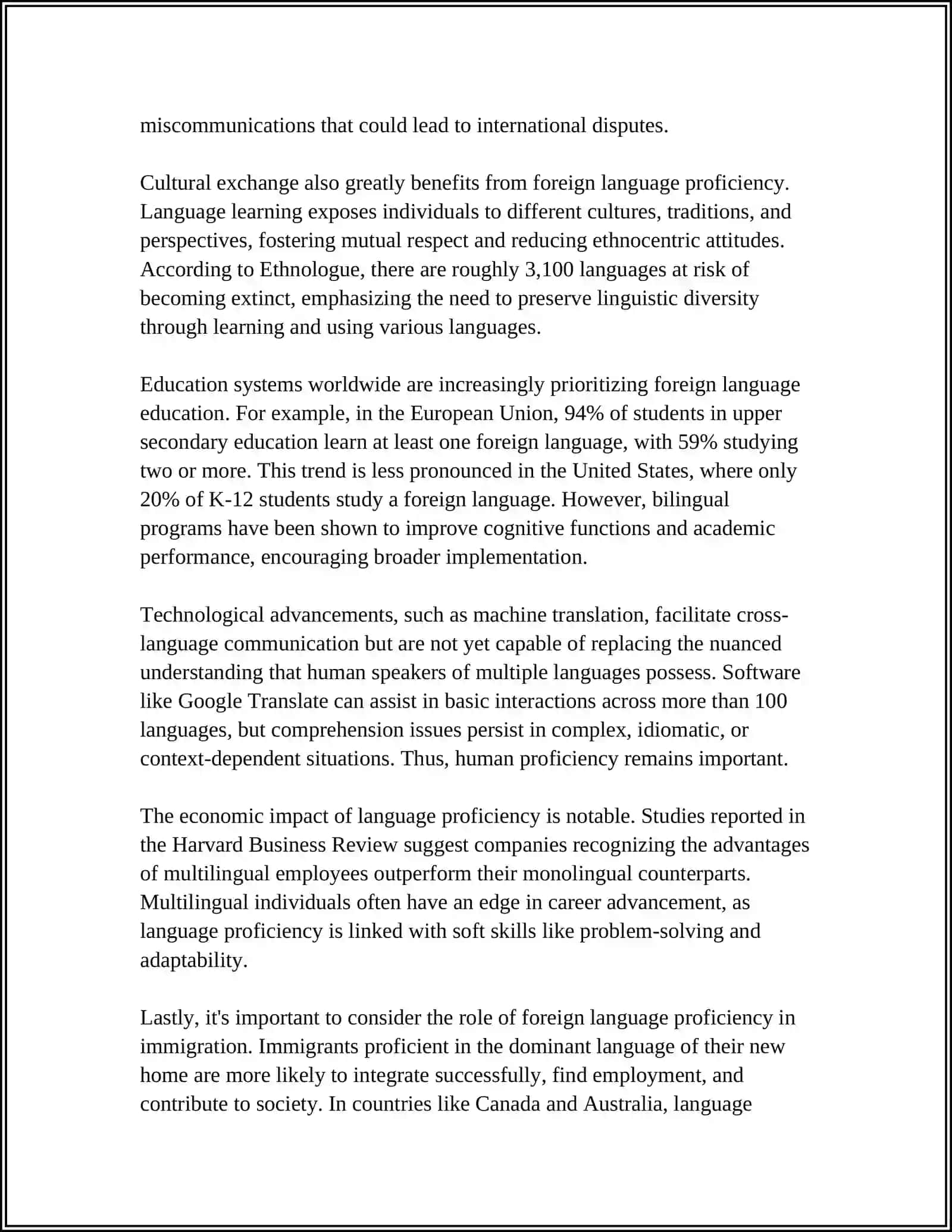 THE ROLE OF A FOREIGN LANGUAGE 4
