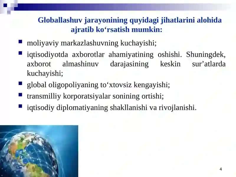 Jahon iqtisodiyoti globallashuvi 4