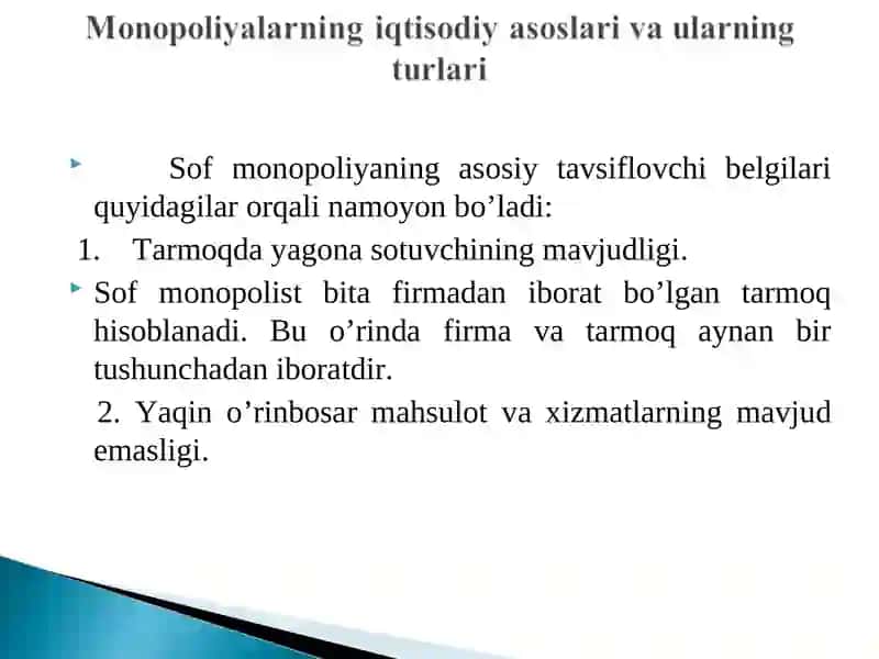 Monopol hukmronlik tog’risida tushuncha 4
