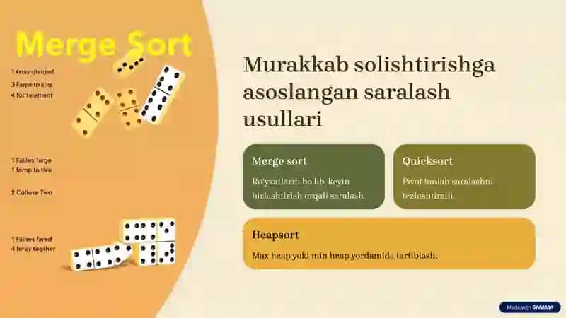 Ma'lumotlarni saralash usullarining tasnifi 4