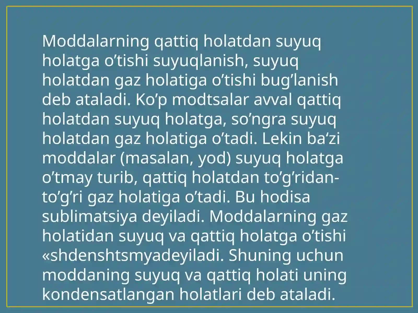 MODDANING AGREGAT HOLATLARI. GAZLAR 4