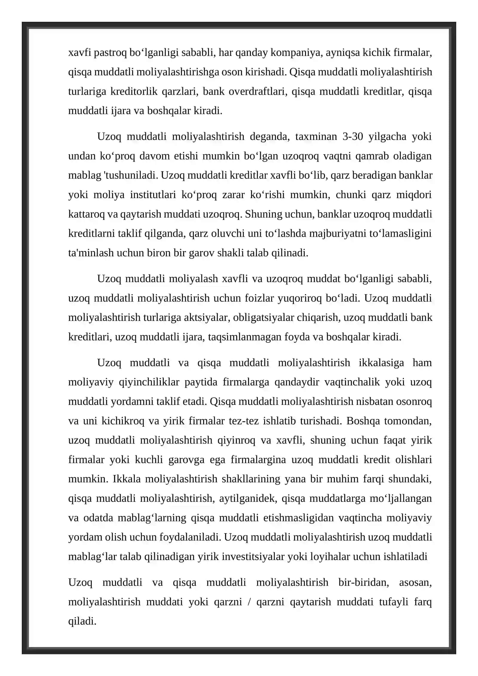 Uzoq muddatli moliyalashtirishning mohiyati va manbalari 4