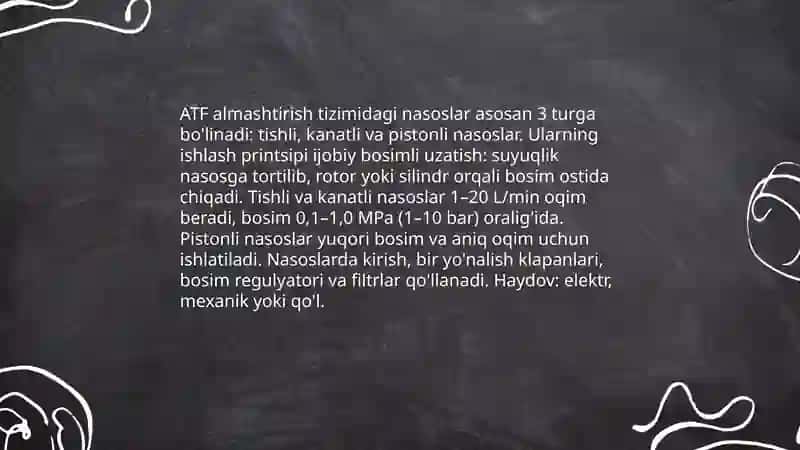 Avtomatik uzatmalar qutisining moylarini almashtirish jihozlari 4