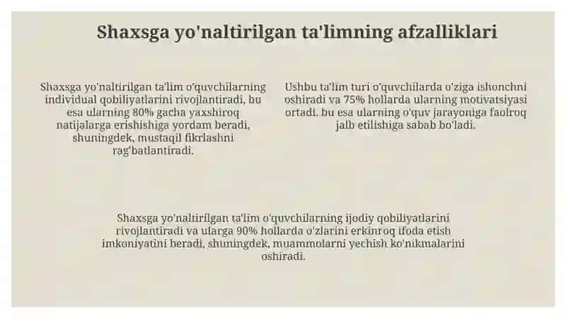 Shaxsga yo'naltirilgan ta'lim: afzalliklari va kamchiliklari 4