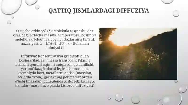 O'rta erkin yurish yo'li va diffuziya 4