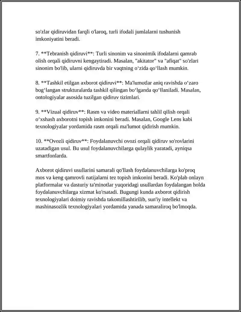 AXBOROT QIDIRUVINI BAHOLASH 4