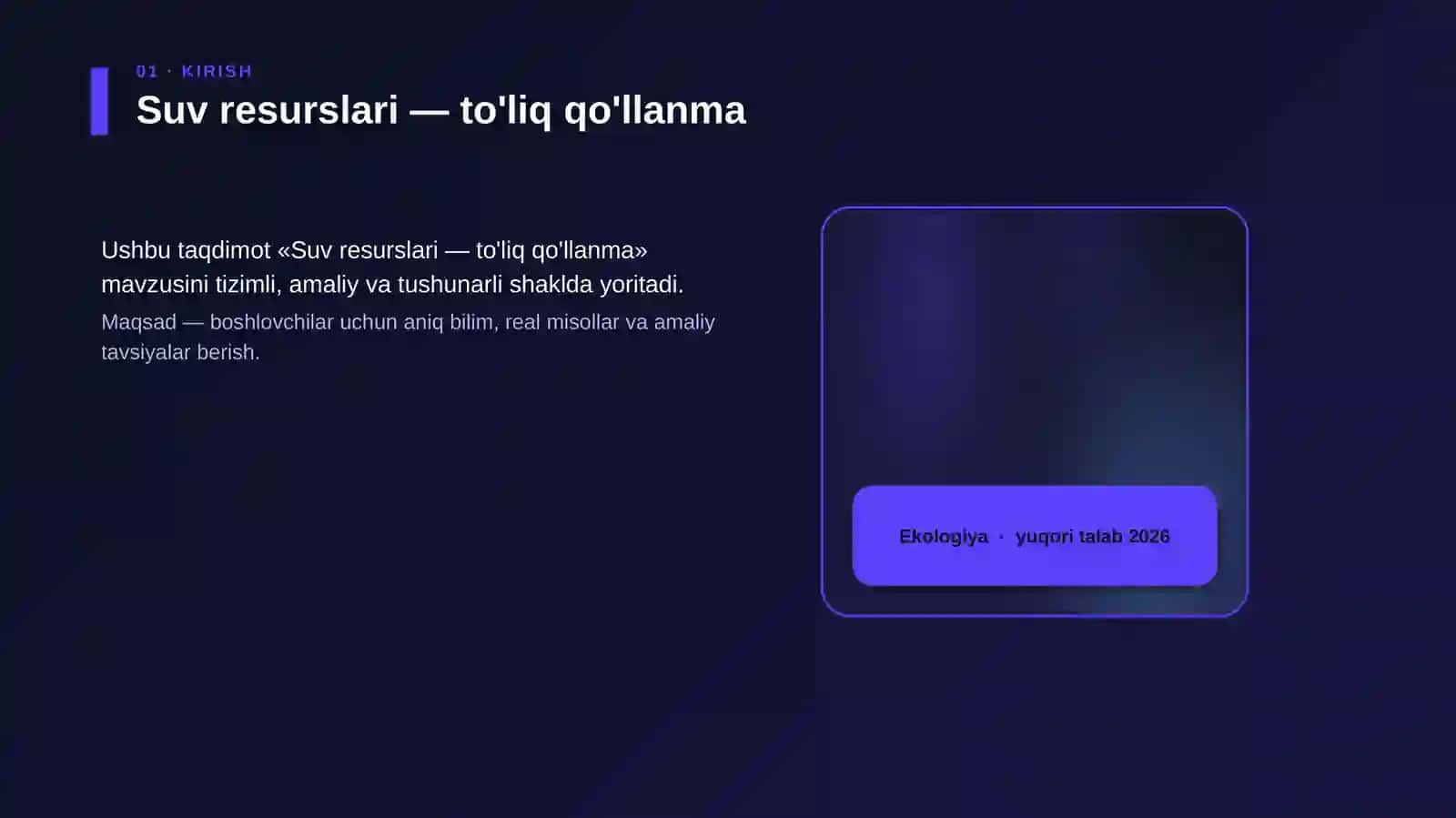 Suv resurslari — to'liq qo'llanma 4