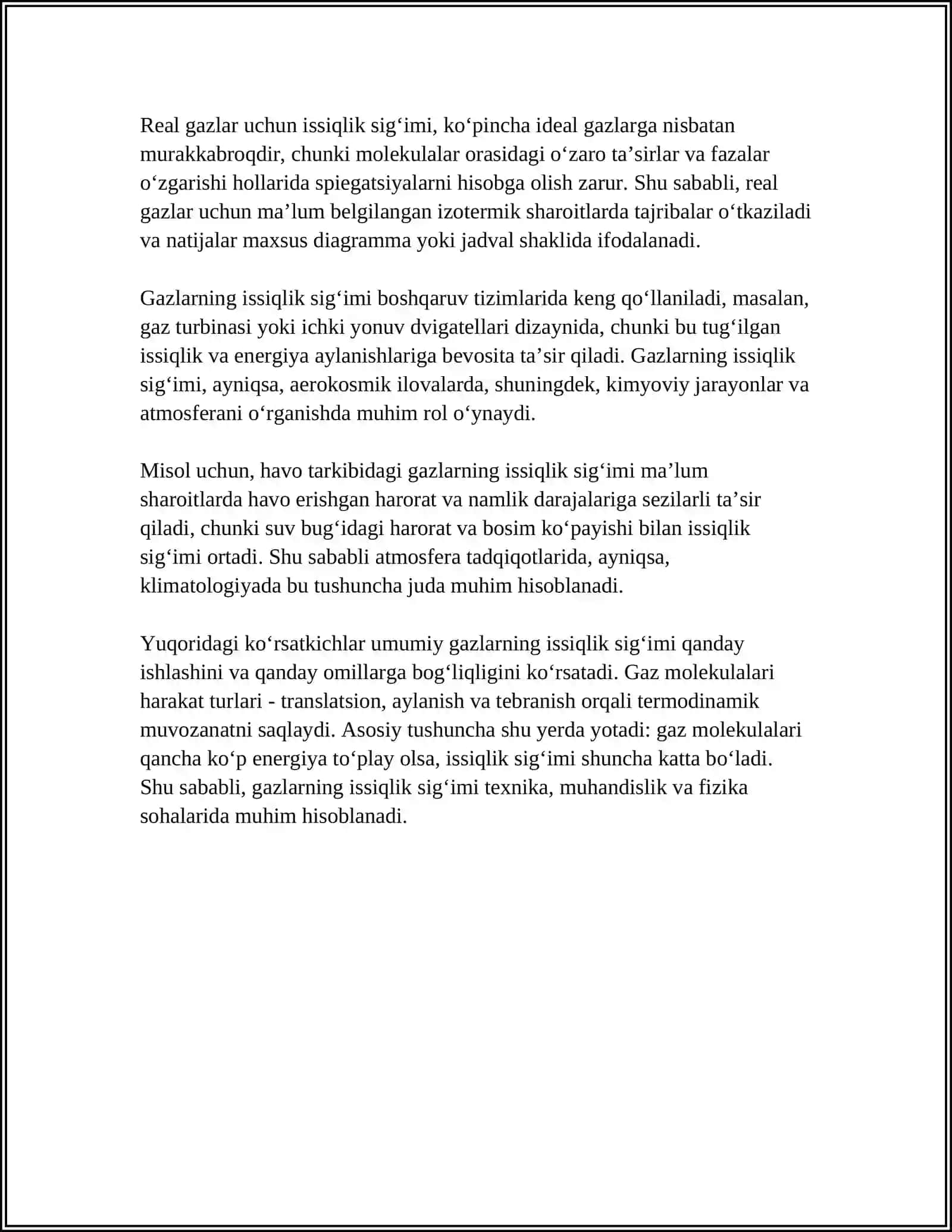 GAZLARNING ISSIQLIK SIG‘IMI 4