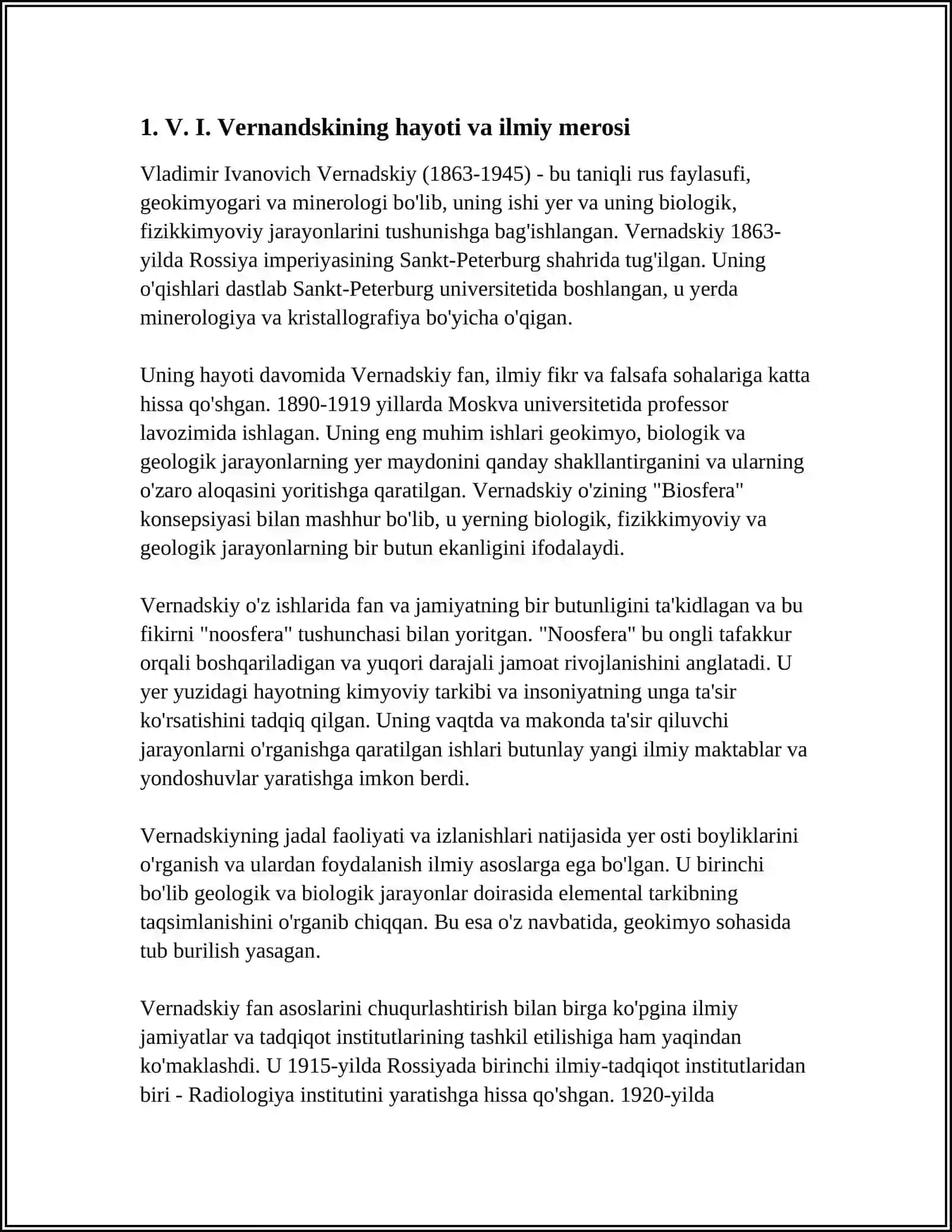 V I VERNANDISKINING BIOSFERA HAQIDAGI TAʼLIMOTNI YORITISH 4