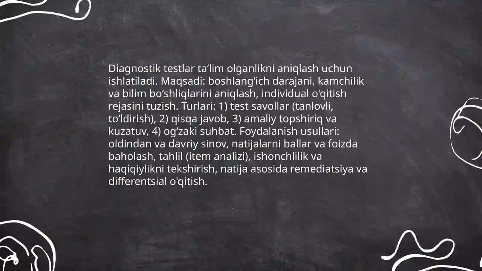 Taʼlim olganlikni tashxis etish. Taʼlim mazmuni 4
