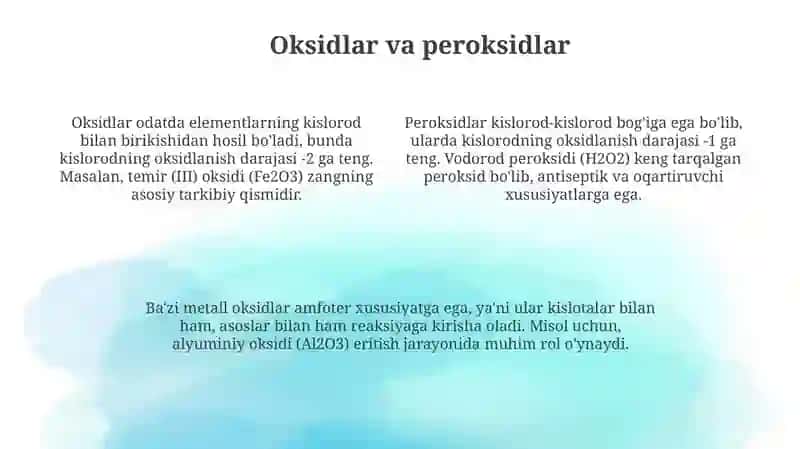 Noorganik birikmalar ning asosiy sinflari 4