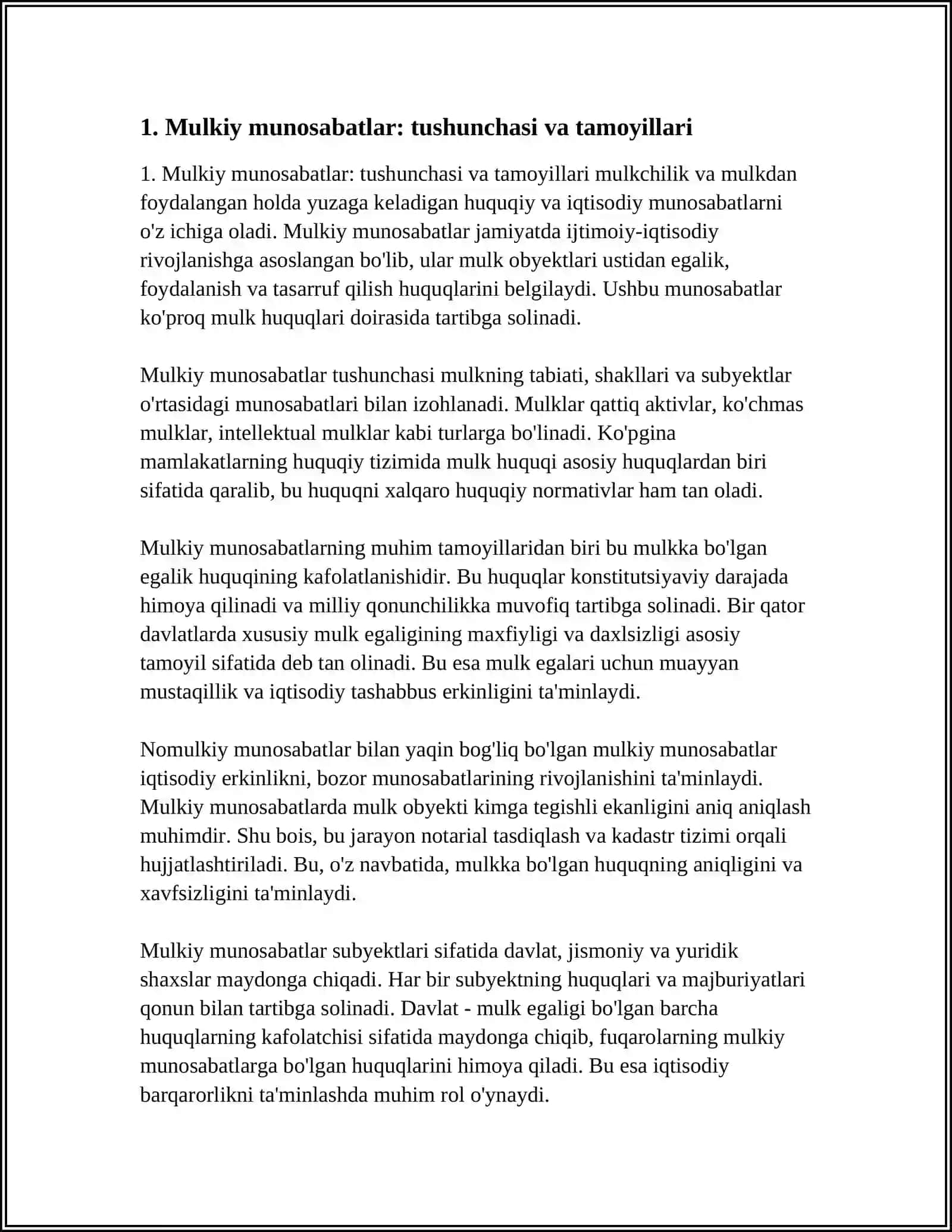 Mulkiy va Nomulkiy Munosabatlar 4