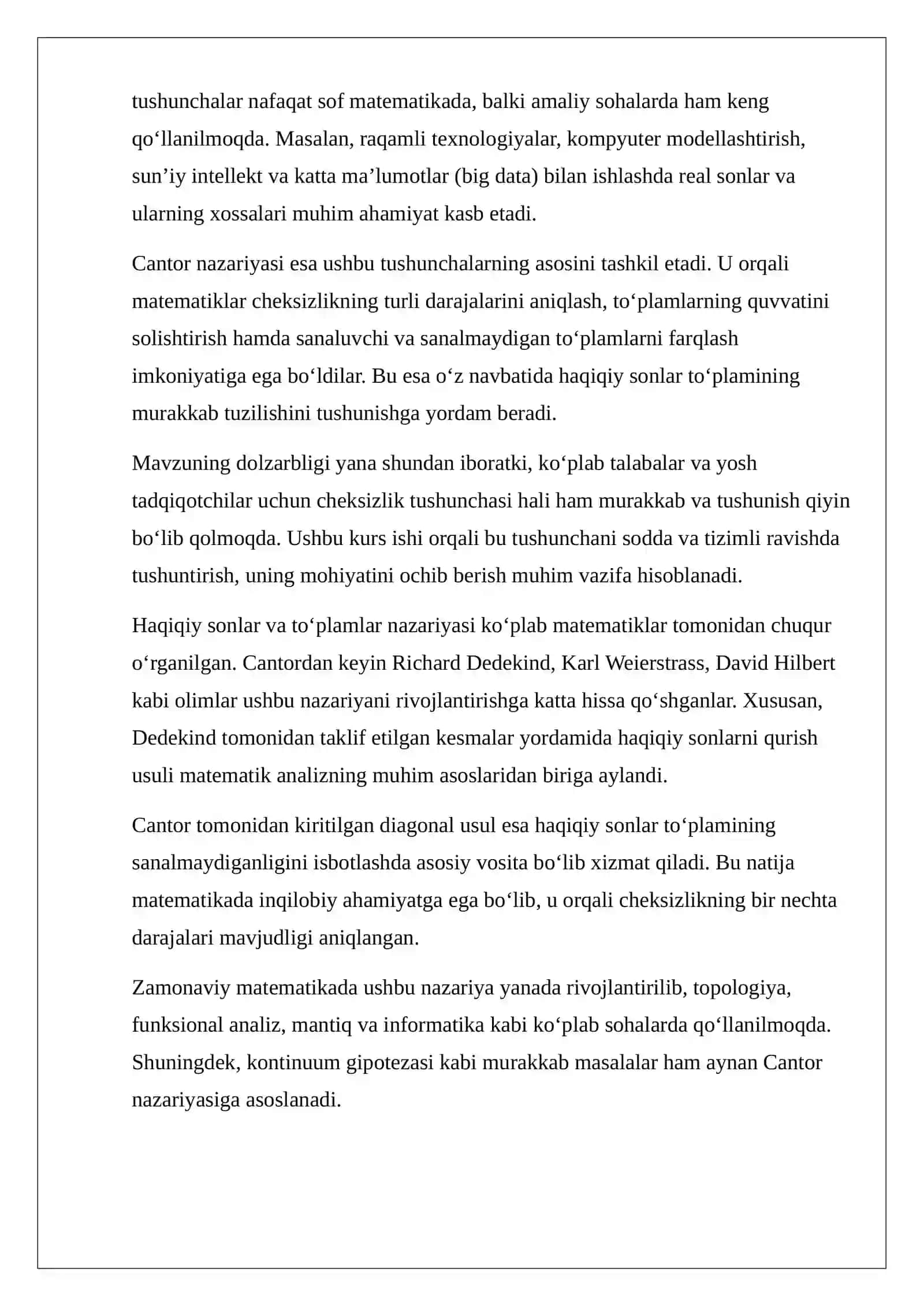 Haqiqiy sonlarning Kontor nazaryasi 4