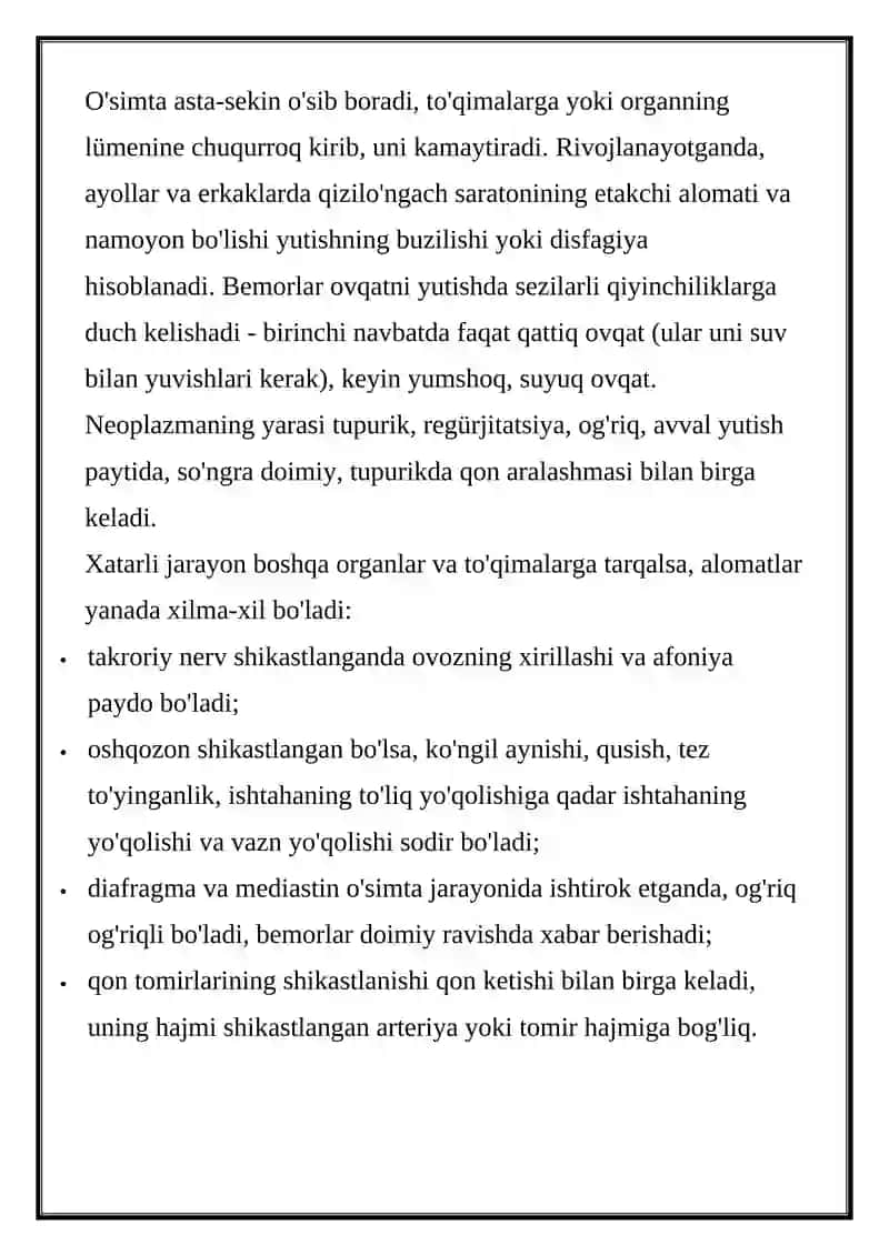 Qizilo'ngach saratoni 4