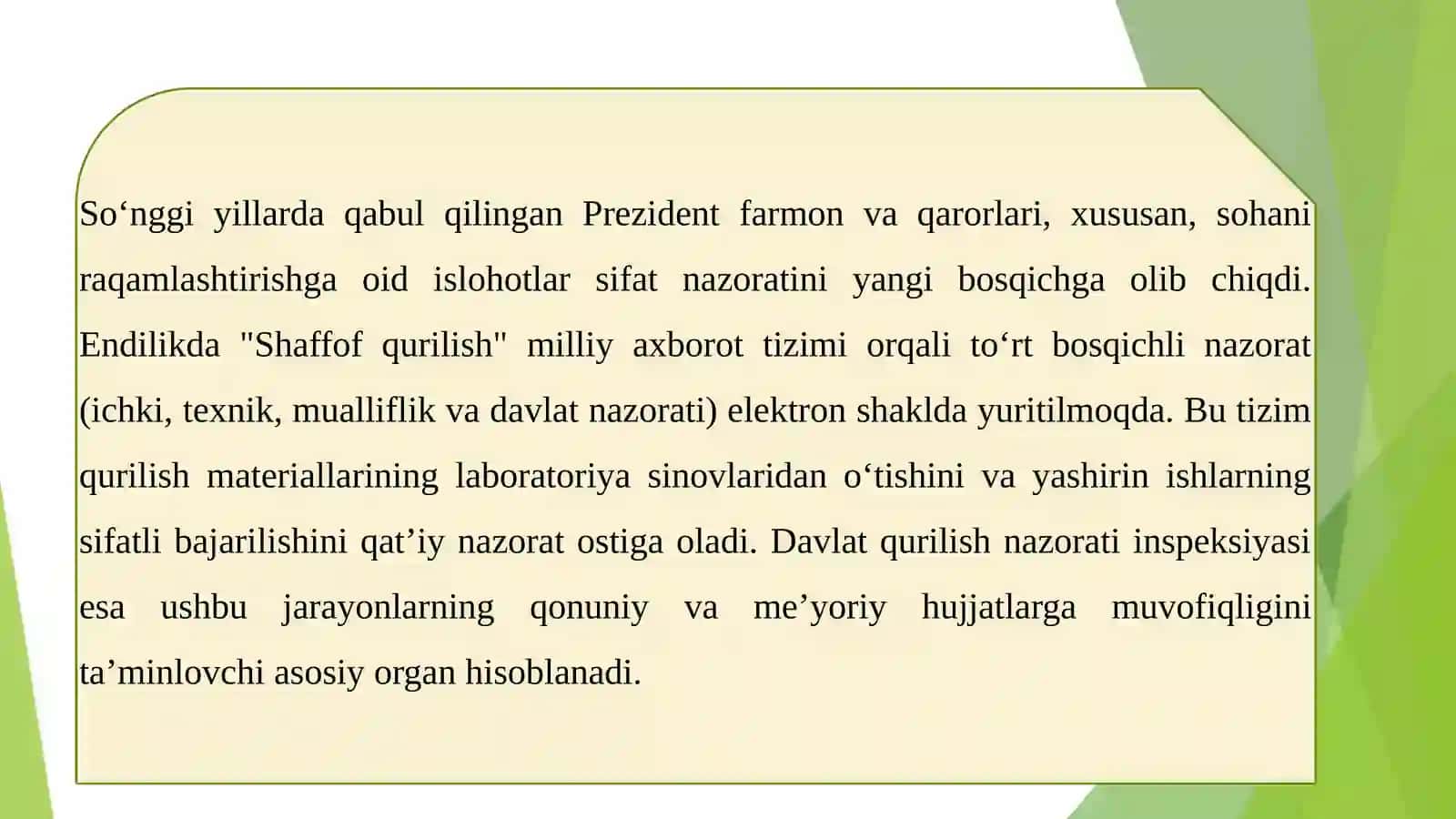 O‘zbekiston qurilish sohasida sifat nazoratlari (O‘zDSt) tahlili 4
