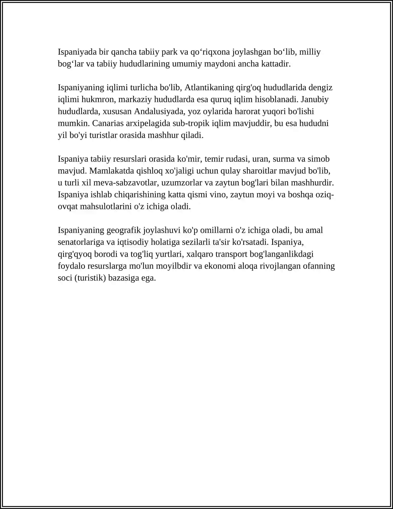 ISPANIYA DAVLATIGA GEOGRAFIK TAVSIF 4