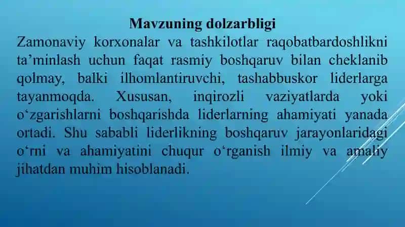 Liderning boshqaruv jarayonlari 4