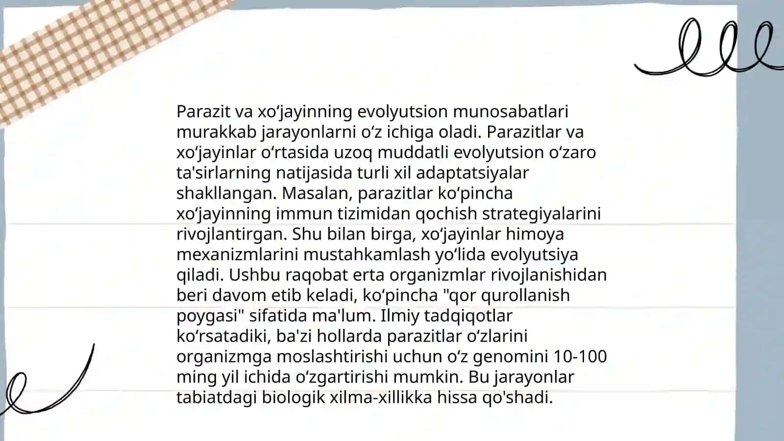 Parazit xoʻjayin munosabatlarini oʻrganish 4