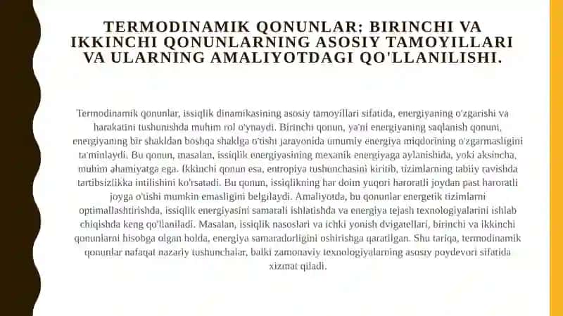 Issiqlik dinamikasining asosi va uning qonunlari 4