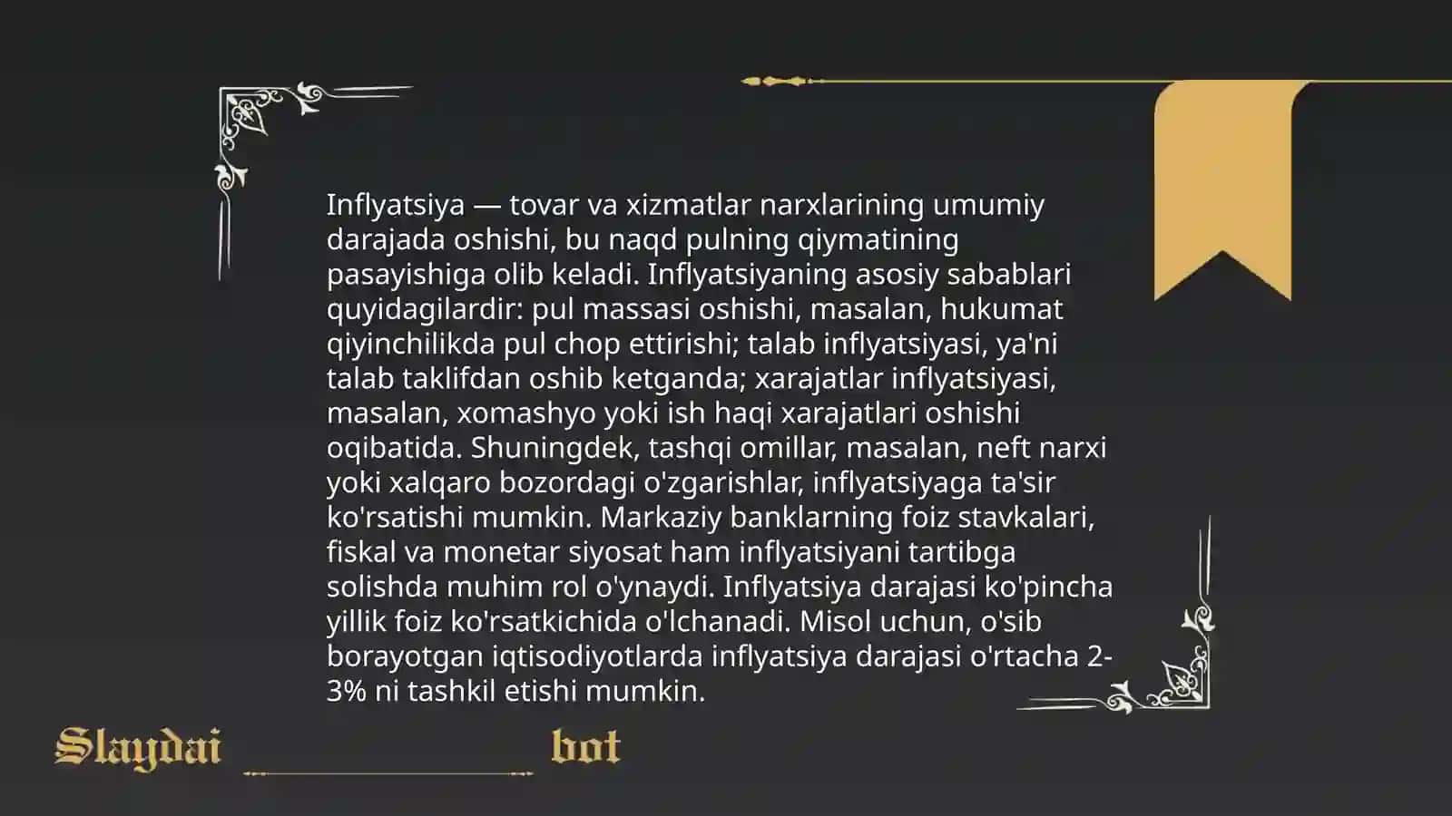 Inflyatsiya va uning turlari pulning barqarorligini ta'minlash yo‘llari 4