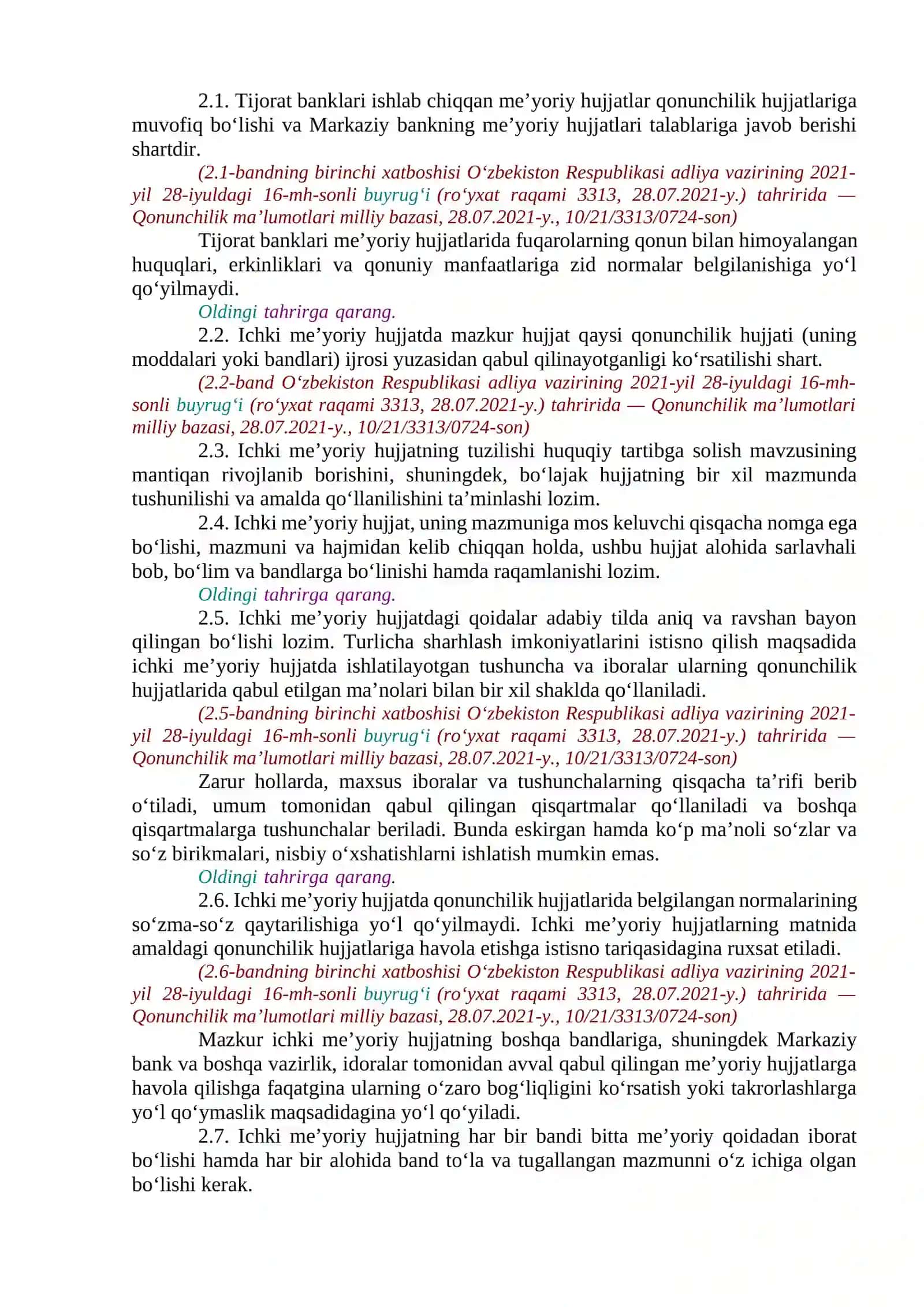 Tijorat bankini markaziy bankning meyorlarini bajarilish holati 4