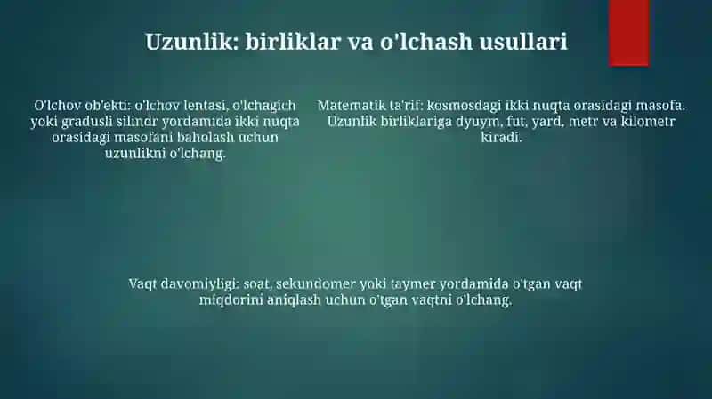 Asosiy Òlchov Birliklari 4