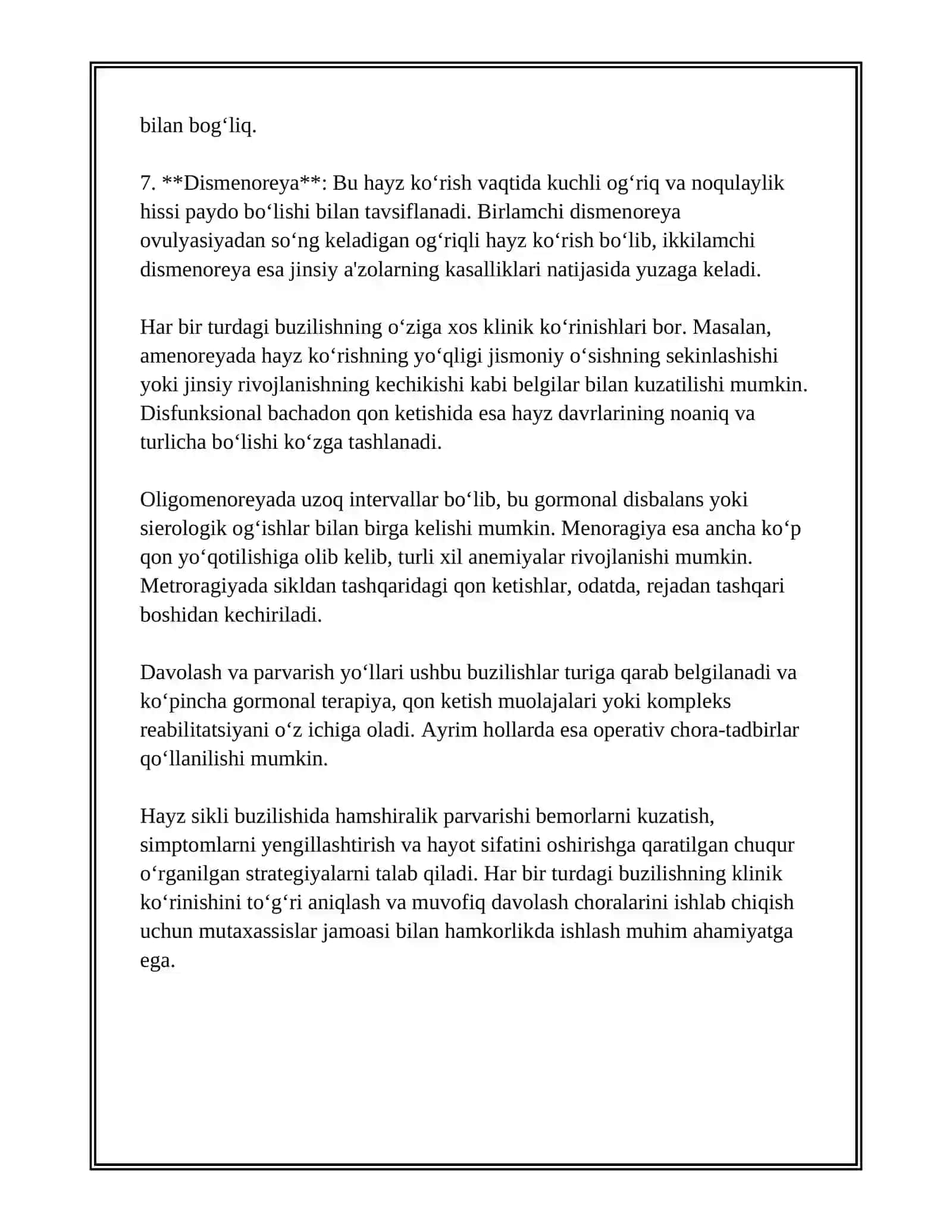 HAYZ SIKLI BUZILISHIDA HAMSHIRALIK PARVARISHI 4