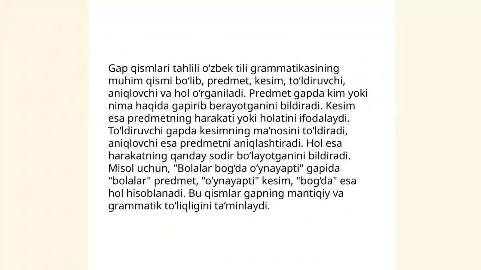 Gap ustida ishlashga oid mustaqil ishlar 4
