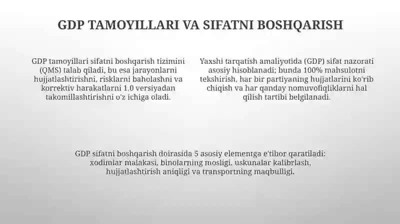 Dori vositalari va tibbiy buyumlarning ulgurji savdo faoliyati.GDP qoidalari 4