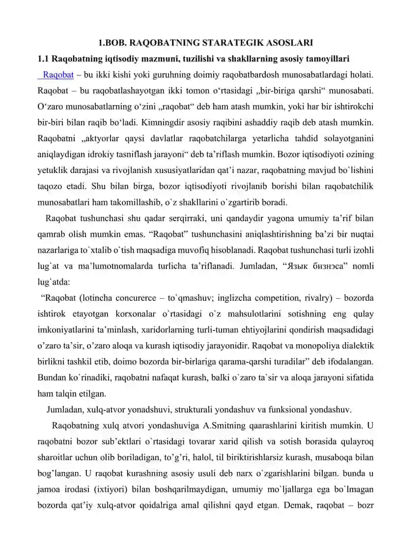Raqobat – bozor iqtisodiyotini harakatlantiruvchi kuchi sifatida 4