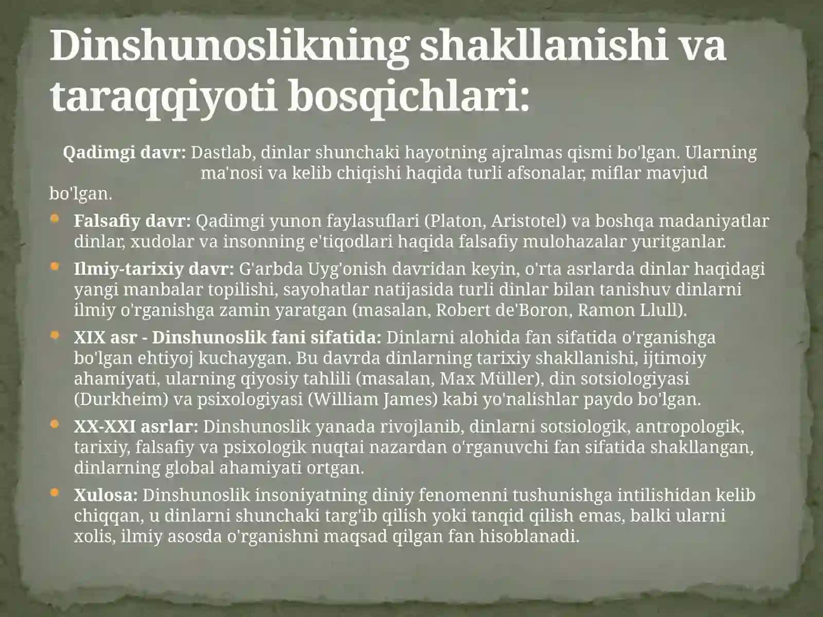 DINSHUNOSLIK FANINING PREDMETI, MAQSADI VA VAZIFALARI 4