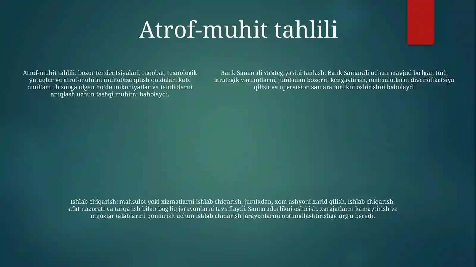 Bank Samarali Strategiyasini Tanlash Va Ishlab Chiqarish 4