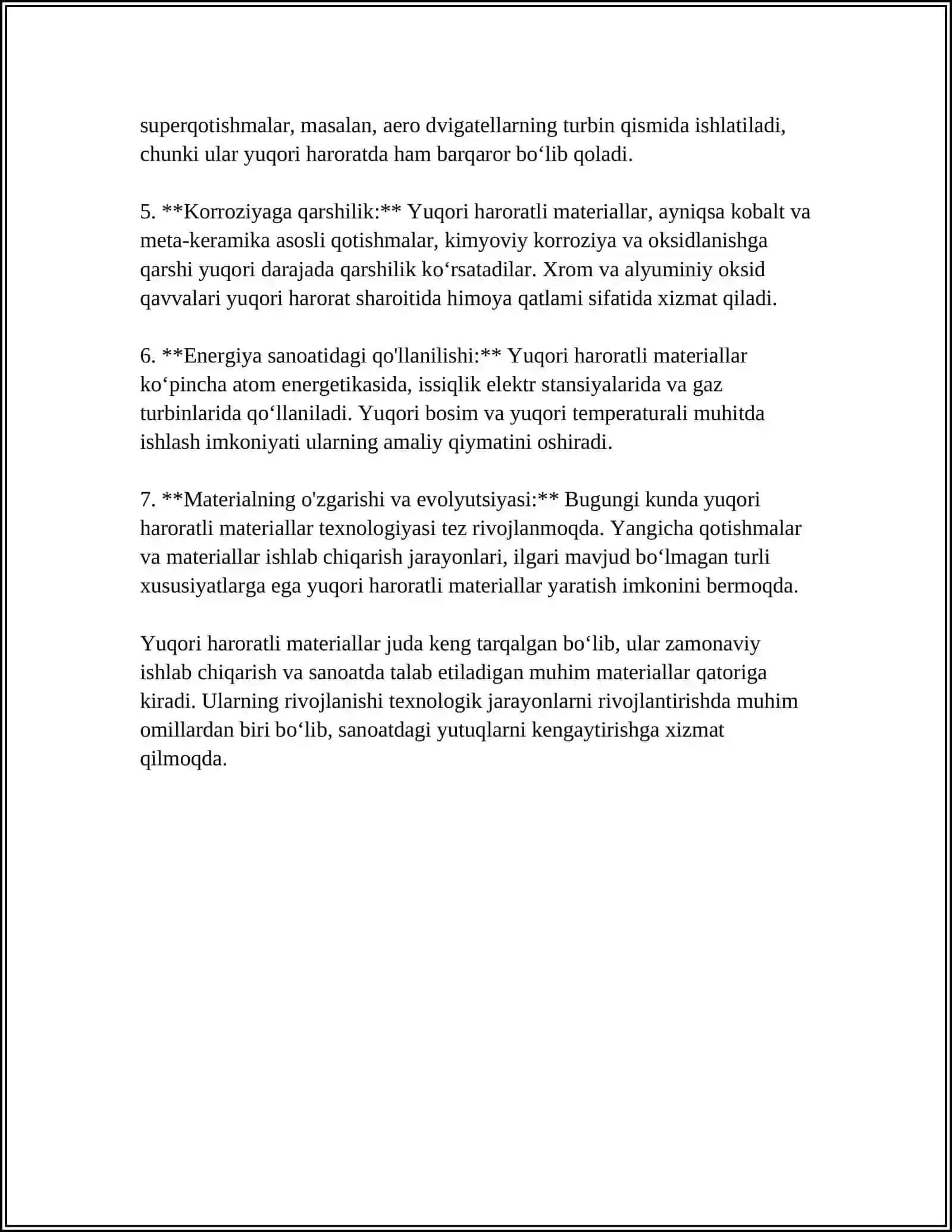 Yuqori haroratli materiallar 4