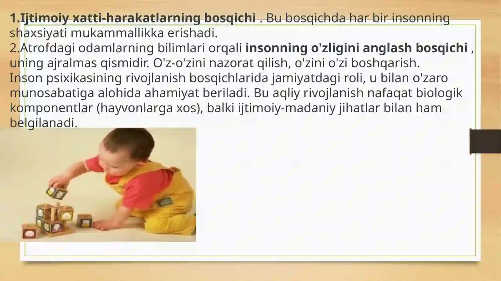 Psixologik rivojlanish bosqichlari 4