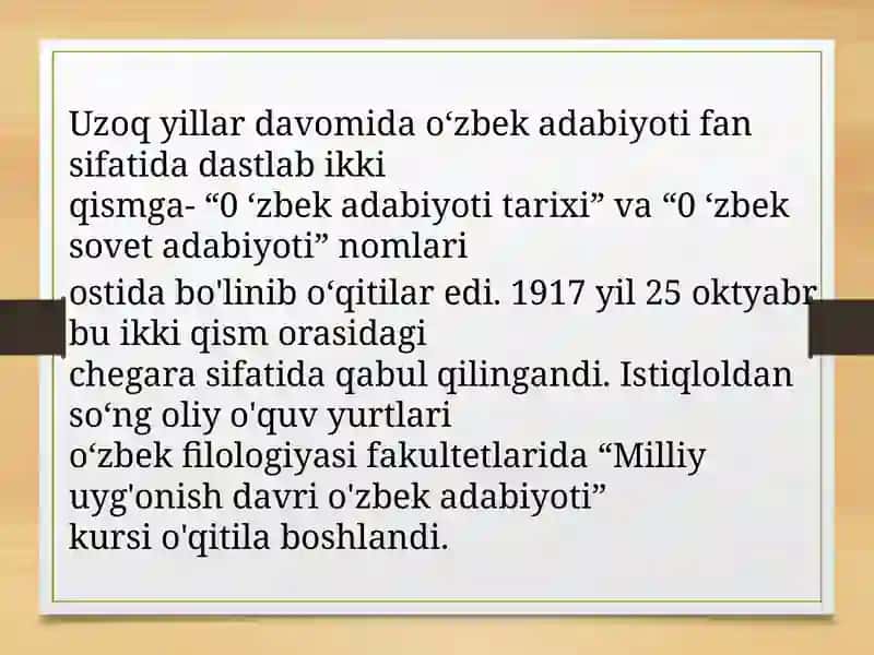 O'zbek adabiyoti tarixi fanining maqsad va vazifalari 4