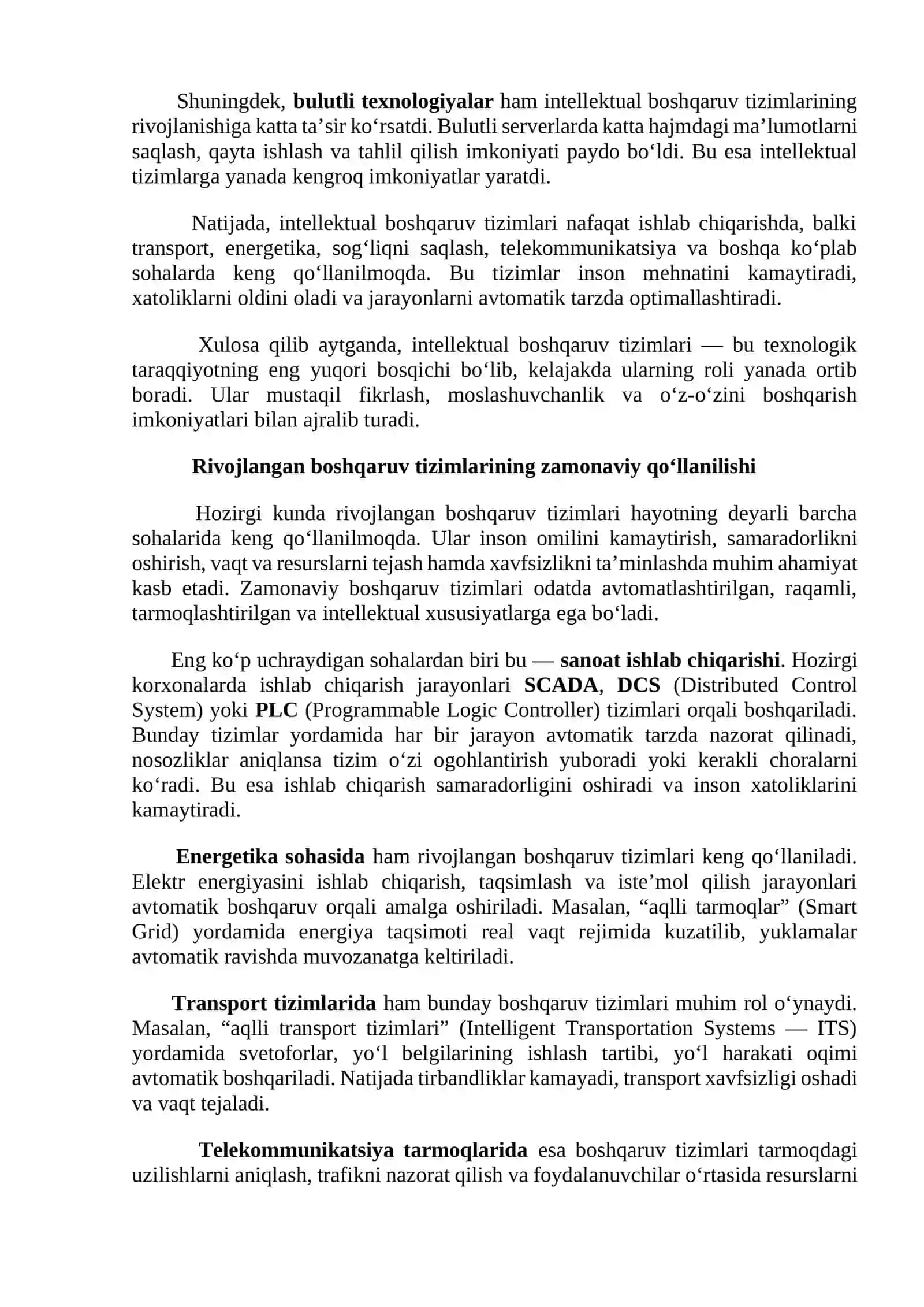 Rivojlangan boshqarish tizimlari evolutsiyasi. 4