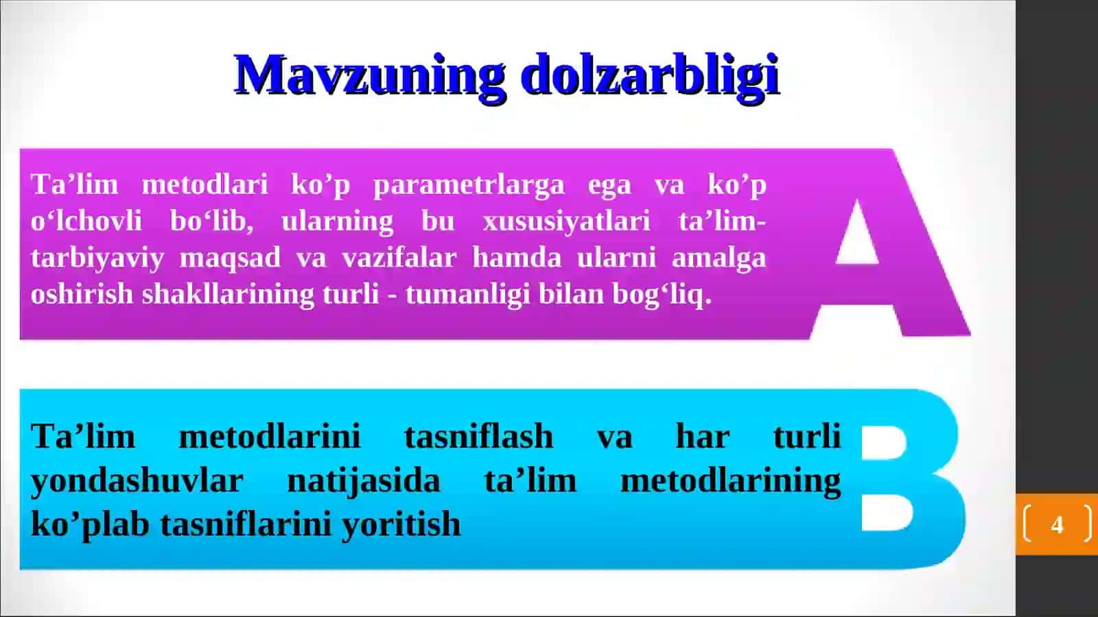 Pedagogik fanlarni oʻqitish metodikasi 4