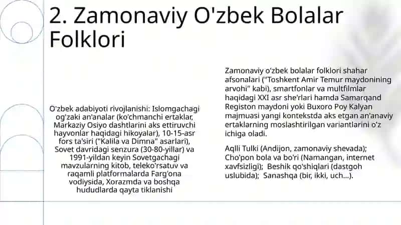 O'zbek bolalar folklori tarixiy taraqqiyoti.misollar bilan 4