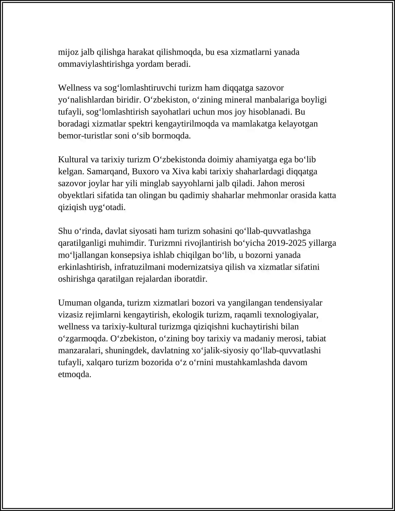 TURIZM XIZMATLARI BOZORI 4